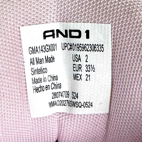 And1 big girls high-top basketball shoes, pink, gray & white - Picture 9 of 9